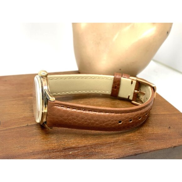 Wittnauer Men's Watch 108A Vintage 60'S Swiss Hand Wind 11WSG 32mm Leather Strap - Picture 10 of 15